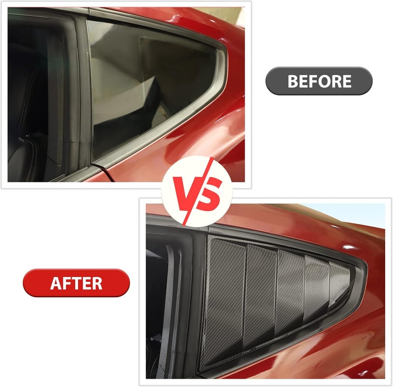 RT-TCZ Carbon Fiber Rear Quarter Side Window Scoop Louvers Sun Shade Cover Wind Vent Air Deflector Decoration Exterior Accessories for Ford Mustang 2015-2022,2PCS - Image 5